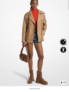 Michael Kors Tan Leather Moto Jacket